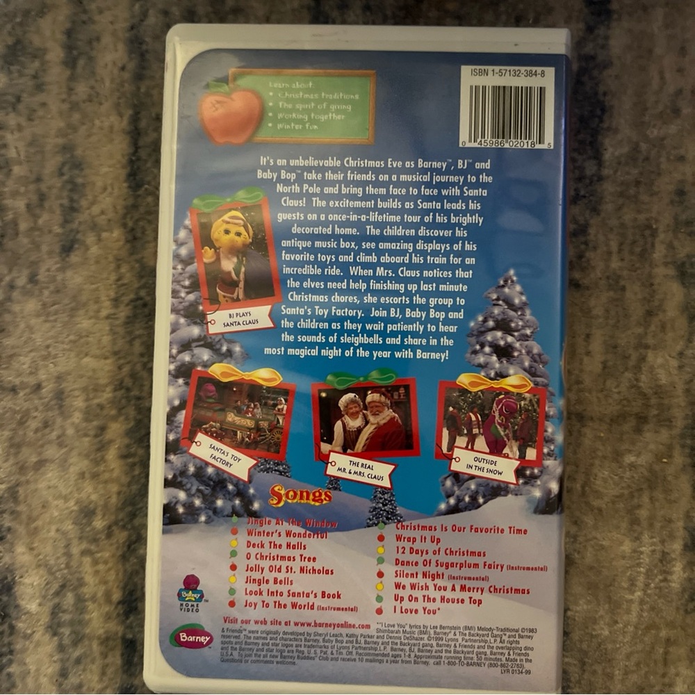 Barney Night Before Christmas 90's 1999 VHS Video Tape VTG White Clamshell RARE! - Picture 3 of 3